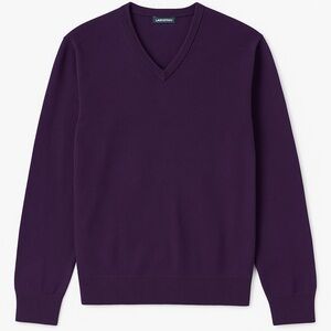 Lands' End Purple V-Neck Sweater Classic Knit